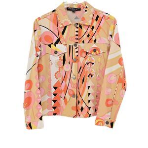 AVERARDO BESSI Jacket Womens Sz 10 Multicolor Abstract Print Button Down Pockets